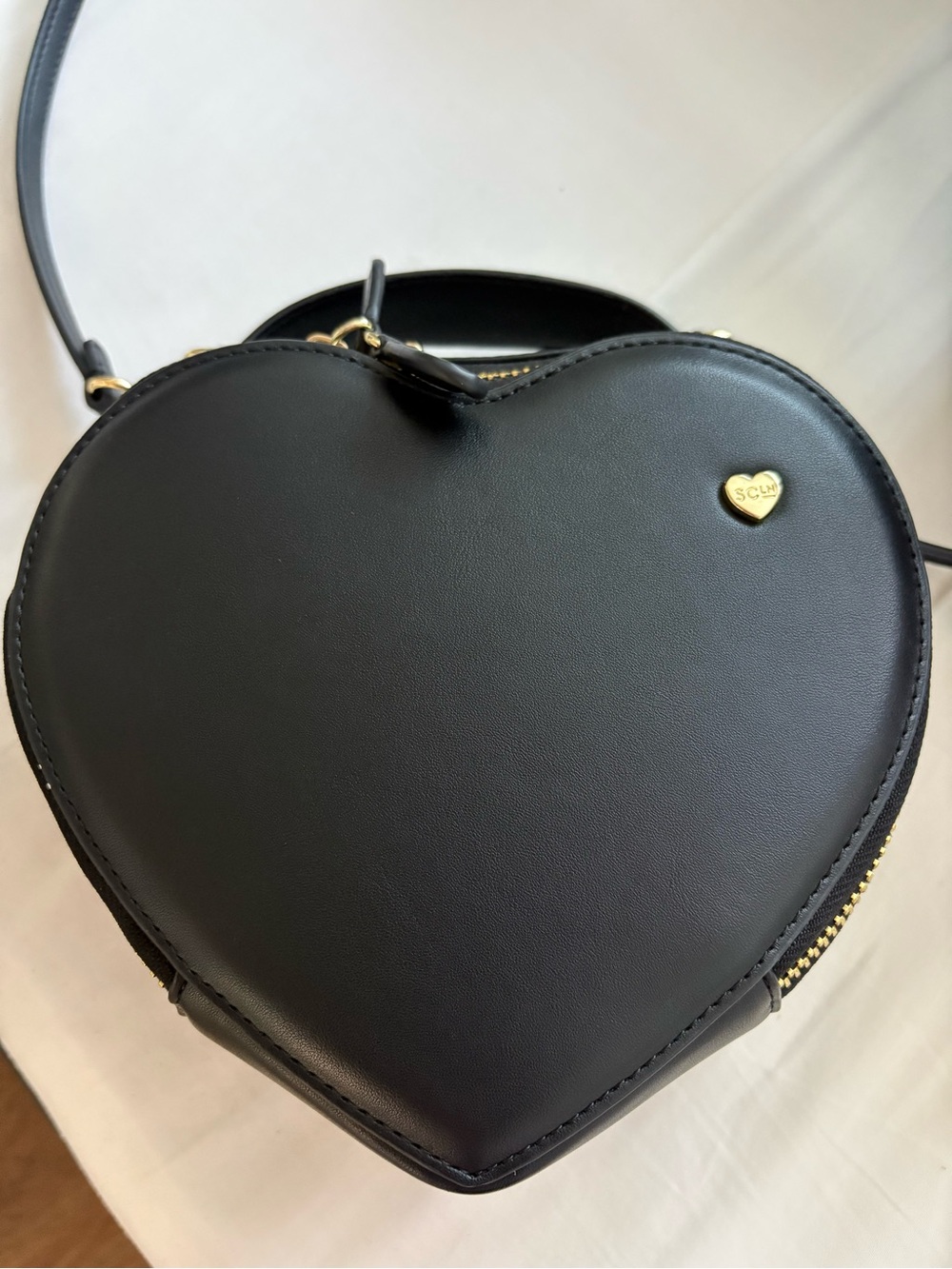 Stoney Clover Lane Black Heart Crossbody with Gold Heart Stud